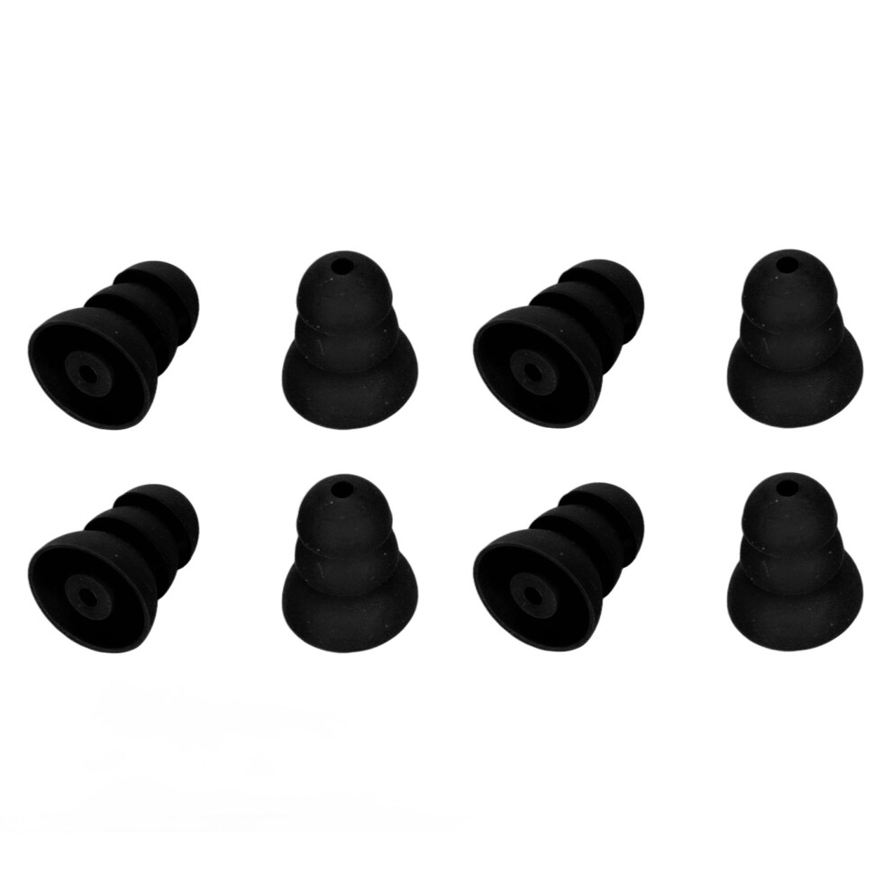 8pcs Soft Silicone Ear Tips for Hearing Aids, 3-Layer, Black