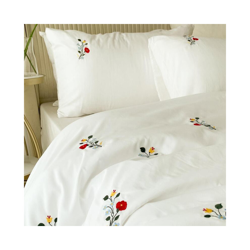 (Embroidery, king(230*220cm/91*87inch)) Floral Embroidery Duvet Cover Set, 1 Count Duvet Cover & Pillowcase without Filler, Soft Comfortable Bedding S-image-OPC-PJBNQYM-NEW