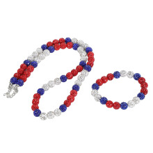 Baseball-Halskette-und-Armband-Set Glitzer-Baseball-Perlenkette-und-Armband für Baseballspieler und -liebhaber
