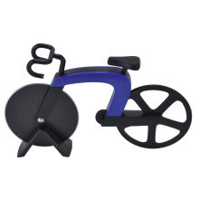 Stainless Steel Bicycle Pizza Cutter Wheel - Blue, 18.5cm