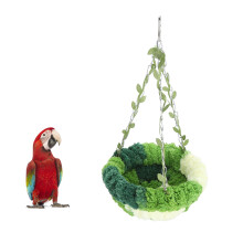 Amaca per pappagallo verde grande da appendere in pile di corallo morbido 17x32 cm letto a nido.