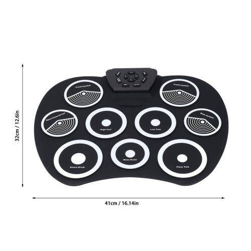 Portable 9-Pad Electric Roll Up Drum Set Lightweight Silicone Practice Kit 1