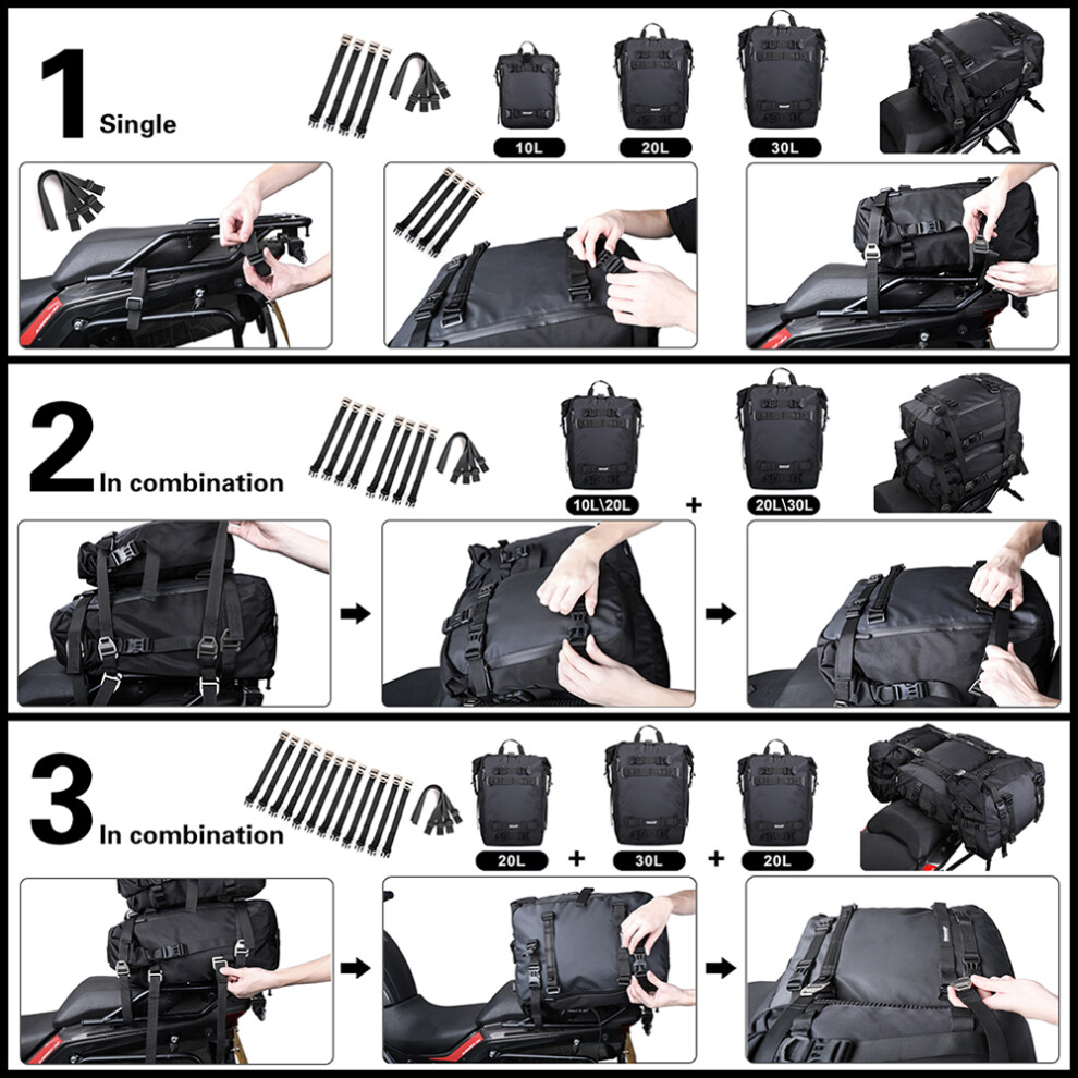 30L Waterproof Motorcycle Saddle Storage Bag Durable & Multi-Function 9341332897243