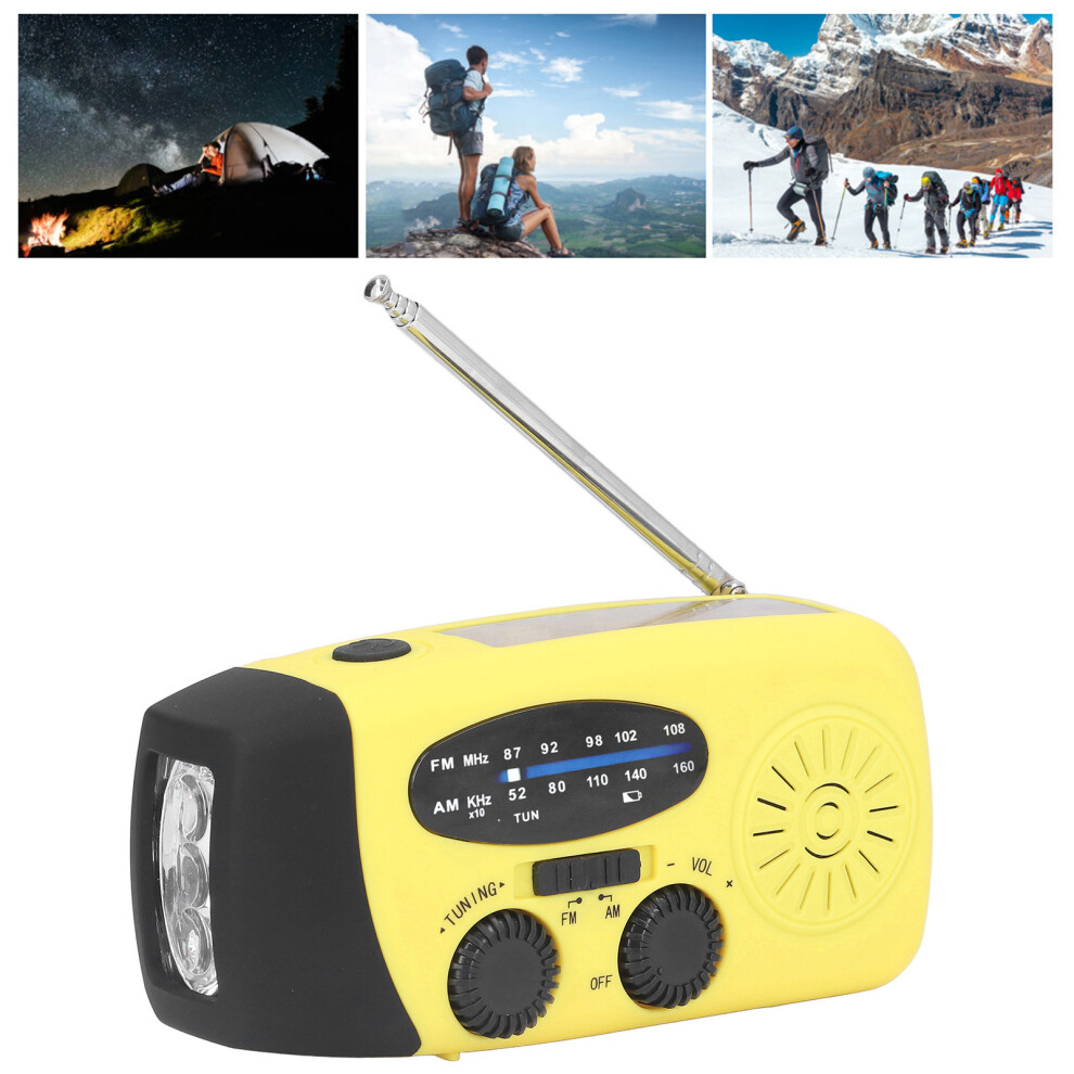 Portable Solar Radio 1200Mah With Hand Crank & Led Flashlight Yellow 4321332900797