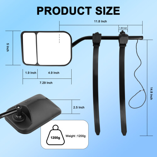 Convex Caravan Towing Mirror Adjustable Caravan Mirrors for Cars 1