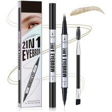 (Light Brown) 2 in 1 Eyebrow Pencil, Double-headed Brow Ink Eyebrow Pen, Liquid Brow Pencil Long Lasting Women Cosmetics, Eyebrow brush included