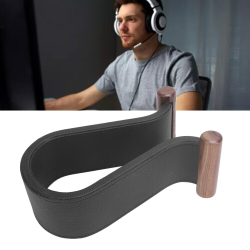 Supporto per cuffie in pelle PU noce, antiscivolo