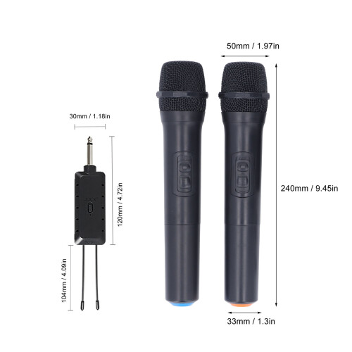 Wireless Microphone Set 2x ABS Metal Dynamic Cardioid 200MHz 1