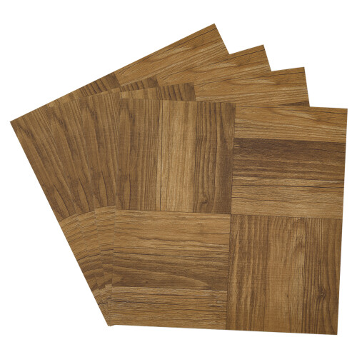 Living And Home (Medium Brown, 10pcs) 12in Wood Grain Parquet Self-adhesive Flooring Tiles 2