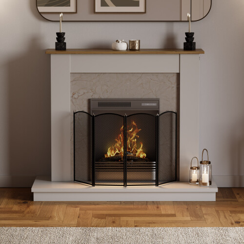 Stanton 4 Panel Folding Fire Screen Guard Black 1