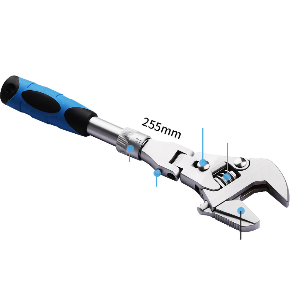 10In Adjustable Wrench With 180 Rotating Head For Home Repair 7681332925136