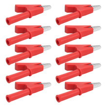 10 pièces de pinces crocodiles électriques de test ouverture 10 mm 10 A avec prises banane de 4 mm rouge