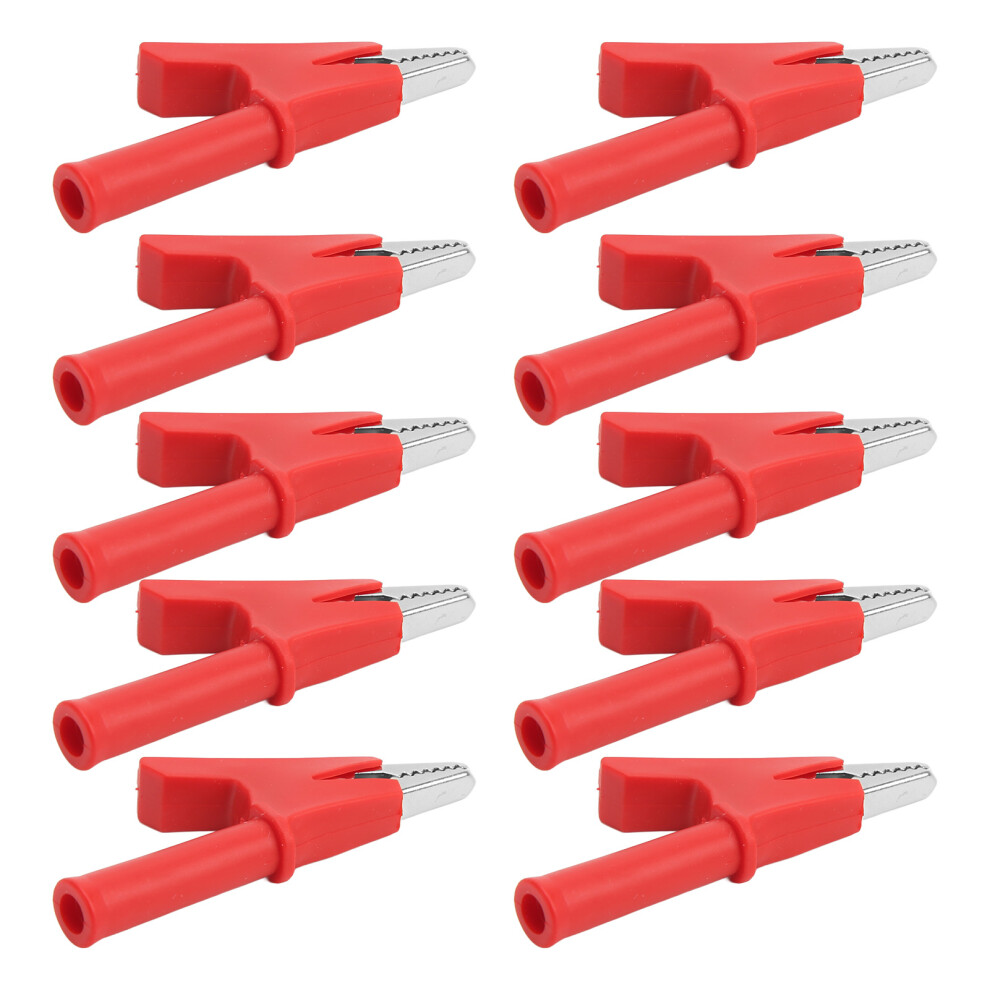 10Pcs Crocodile Clips Testing Clamp 10Mm Opening 10A Set Red 4011332924991