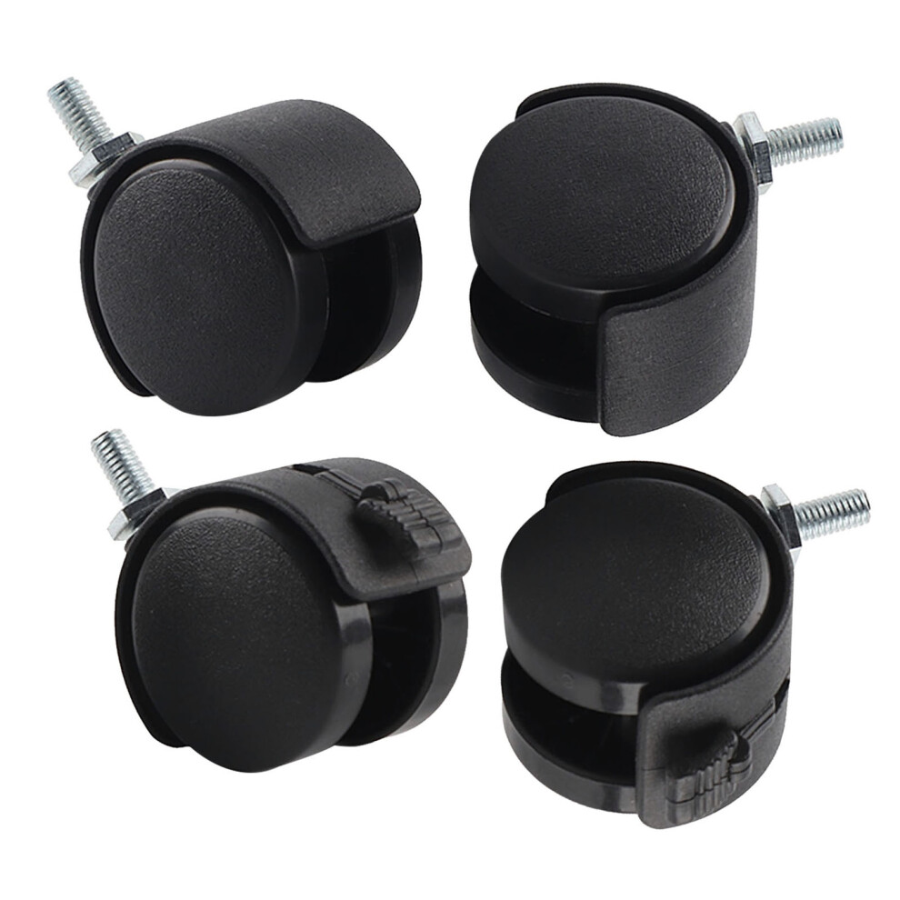 4Pcs Black Nylon Swivel Caster Wheels With Brake, 40Mm Diameter 7621332927235