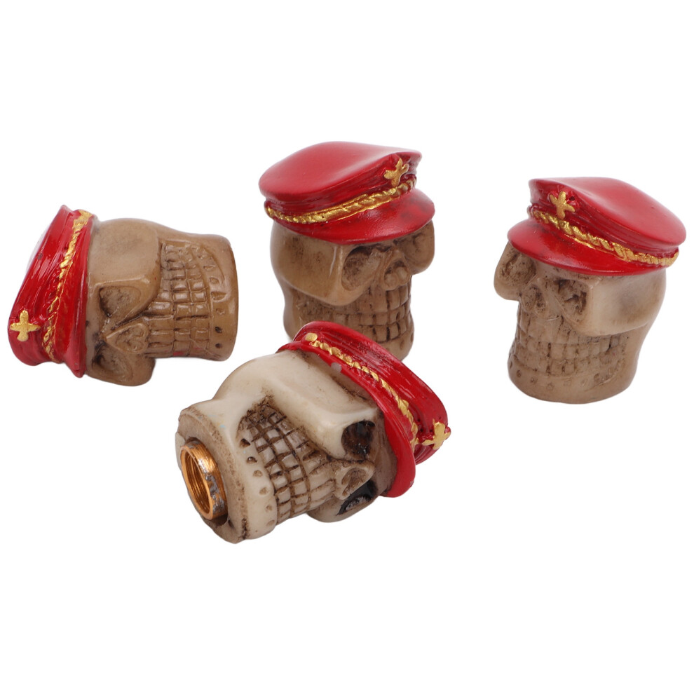 4Pcs Skull Tire Valve Caps Universal Abs Copper For Cars Bikes Suvs Trucks Red 7891332929281
