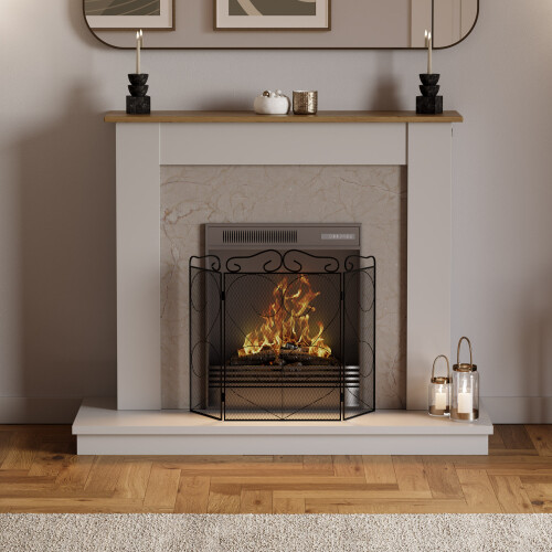 Tapton 3 Panel Folding Fire Screen Guard Black 1
