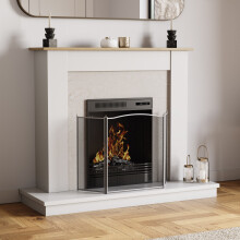 Denton 3 Panel Folding Fire Screen Guard - Pewter