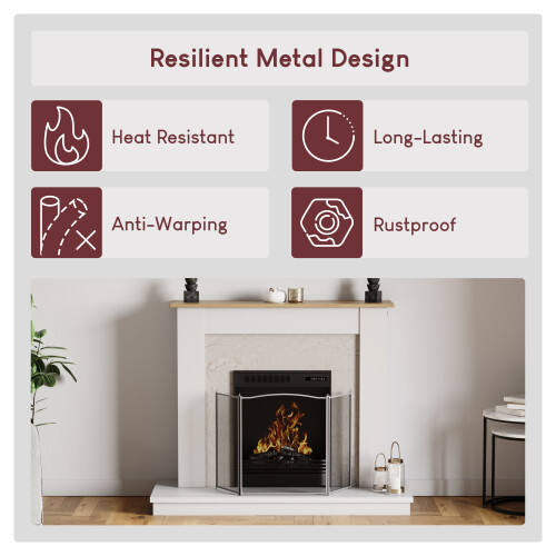 Denton 3 Panel Folding Fire Screen Guard - Pewter 2