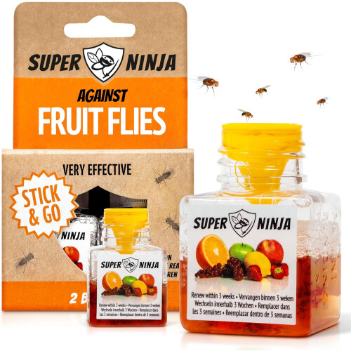 Super Ninja Fruit Fly Trap 2 Pack Effective Home Kitchen Fly Killer