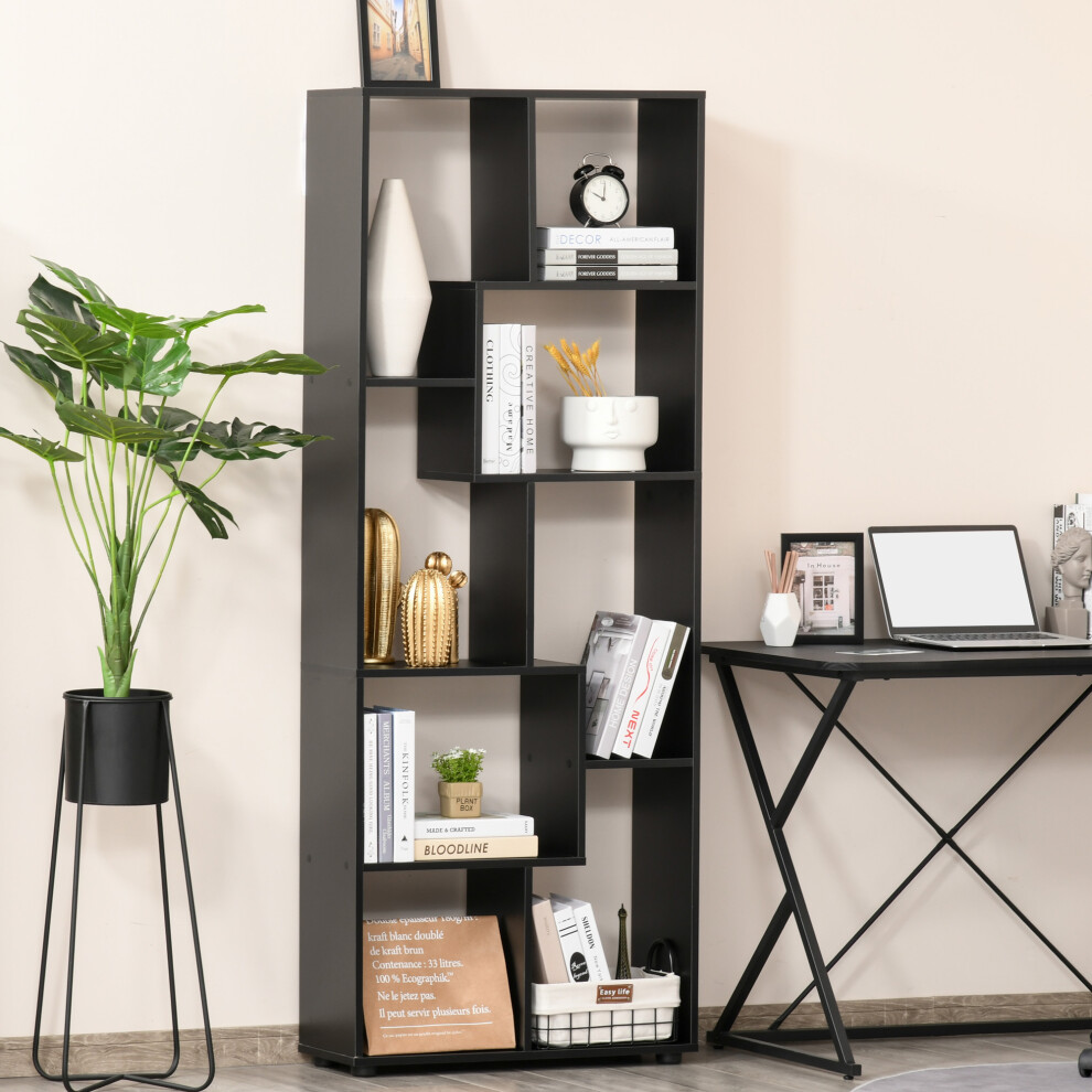 8 Shelf Bookcase 178cm Tall Storage Display Unit Black Bookshelf Organizer - Image 5