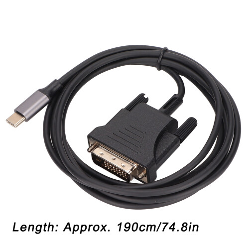 Cable USB-C 3.1 a DVI de 190 cm, tipo-C a DVI transparente. 2