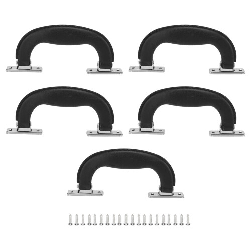 Durable Vintage Plastic Luggage Handles 5Pcs Ergonomic Design Black 1