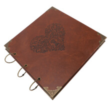 Loose Leaf Nachfüllalbum PU-Leder Eisenring-Ordner DIY Mini-Fotobuch Scrapbook Braun Helles Herzmuster