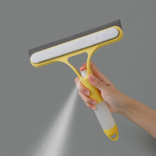 Fensterwischer 3-in-1 Wasserstrahlend, Effizienter Tragbarer Fensterwischer für Spiegel, Fliesen, Gelb