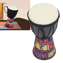 4 Inch Black Hand Drum with Painted Design, Sheepskin Surface for DIY & Entertainment