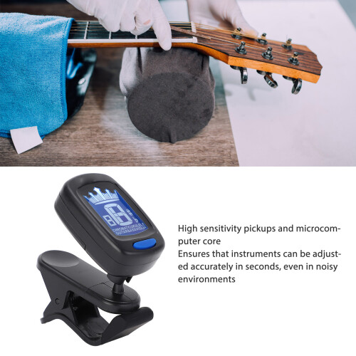 ABS Clip On Guitar Tuner, Auto Shut-Off, Digital, Black 2