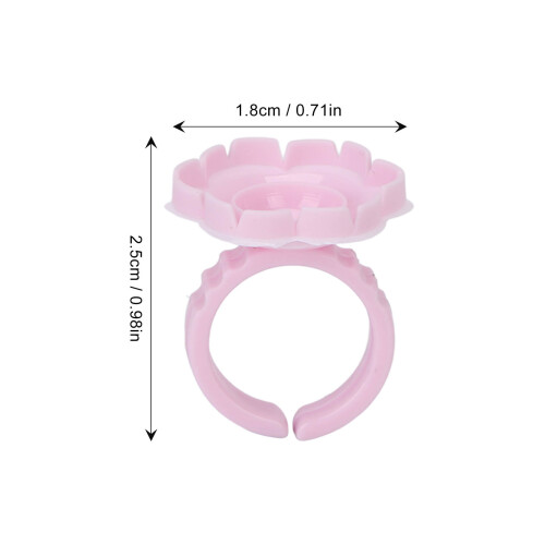 100pcs Pink Flower Glue Rings for Eyelash Extension, 1.8cm Diameter 2