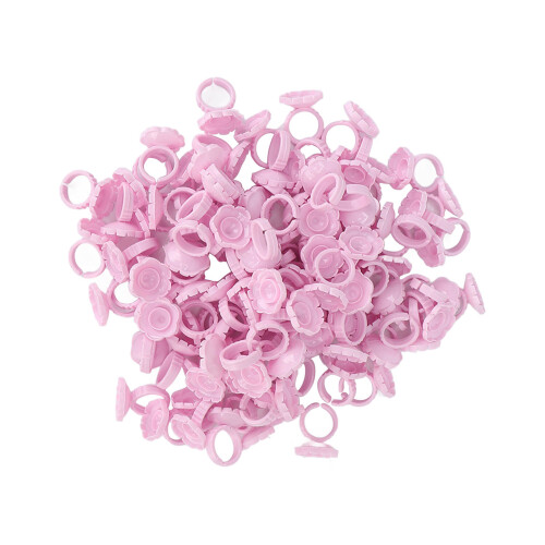 100pcs Pink Flower Glue Rings for Eyelash Extension, 1.8cm Diameter 1