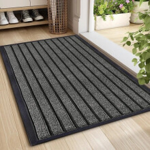 (Grey, 50X80 CM) Non-Slip Rubber Door Mat Indoor Outdoor Washable Rug Heavy Duty Dirt Trapper Welcome Doormats