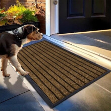 (Brown, 40X60 CM) Non-Slip Rubber Door Mat Indoor Outdoor Washable Rug Heavy Duty Dirt Trapper Welcome Doormats