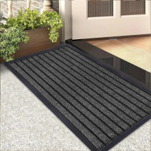 (Grey, 60X90 CM) Non-Slip Rubber Door Mat Indoor Outdoor Washable Rug Heavy Duty Dirt Trapper Welcome Doormats