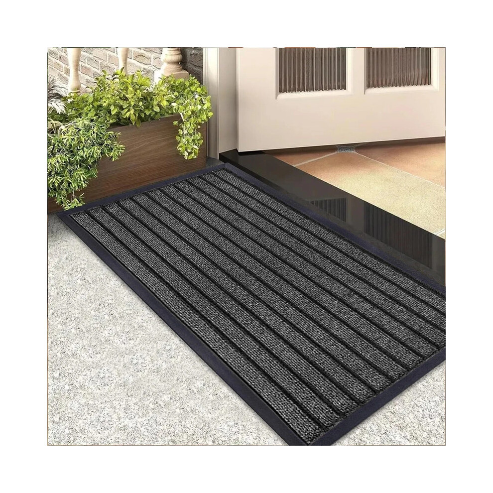 Supreme Bedding Ltd (Grey, 60X90 Cm) Non-Slip Rubber Door Mat Indoor Outdoor Washable Rug Heavy Duty Dirt Trapper Welcome Doormats