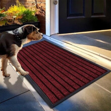(Red, 40X60 CM) Non-Slip Rubber Door Mat Indoor Outdoor Washable Rug Heavy Duty Dirt Trapper Welcome Doormats