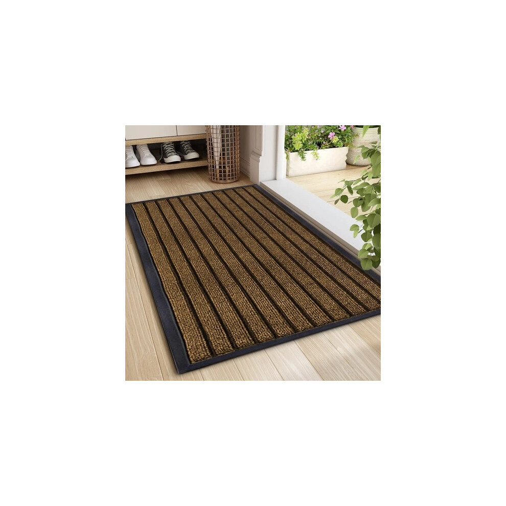 Supreme Bedding Ltd (Brown, 50X80 Cm) Non-Slip Rubber Door Mat Indoor Outdoor Washable Rug Heavy Duty Dirt Trapper Welcome Doormats