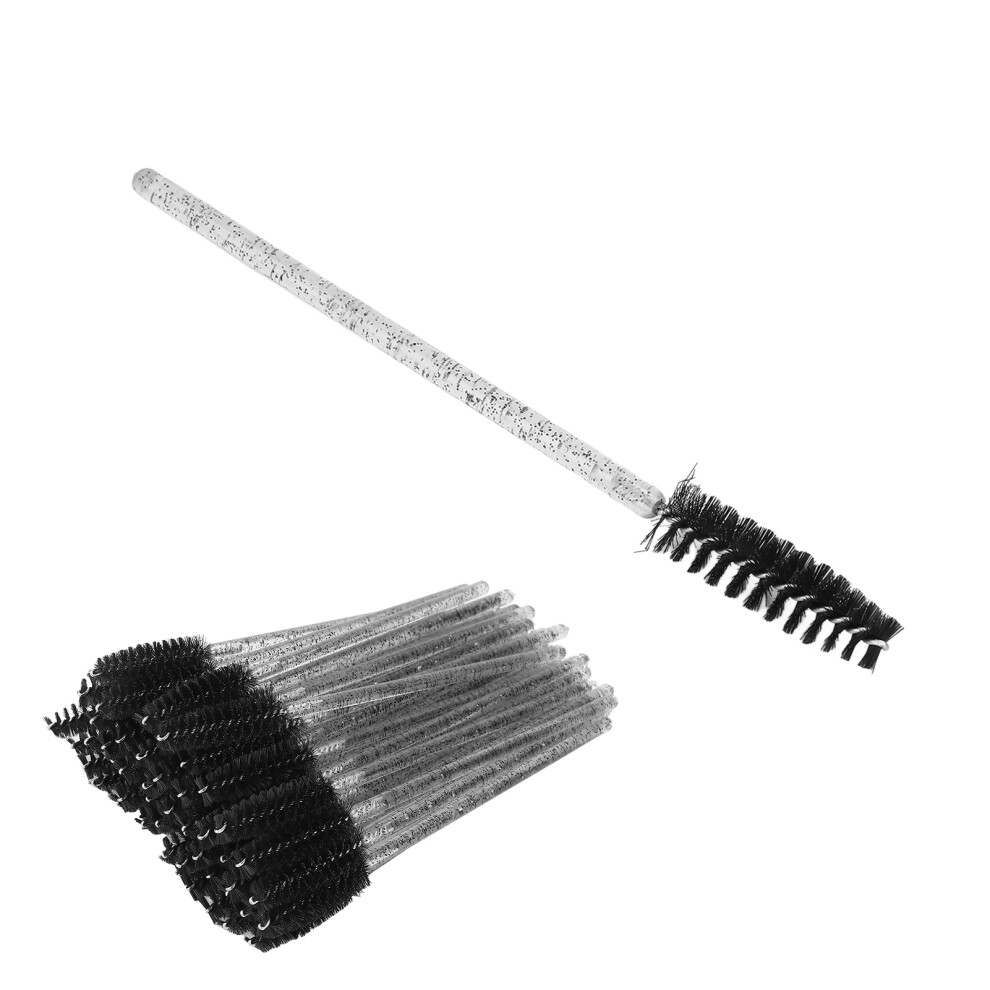 Black 50Pcs Makeup Tools: Portable Eyelash And Eyebrow Brush Applicators