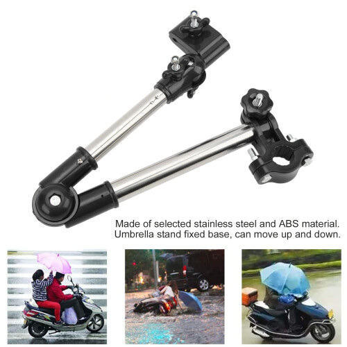 Supporto per ombrello in acciaio inossidabile per bicicletta nero 46 cm 2