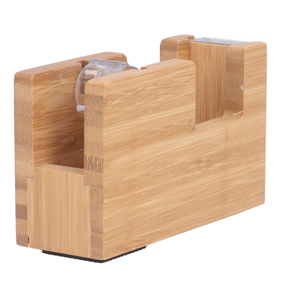 Wood Tape Dispenser Bamboo Desktop Holder Adhesive Roll Cutter For Office 4631332977690