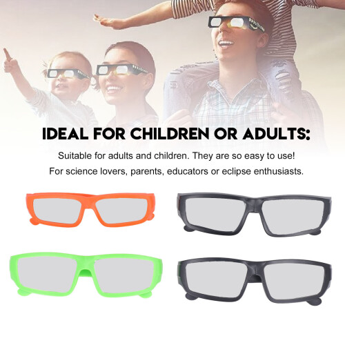 4 gafas de eclipse solar de ABS Negro/Verde/Naranja 2