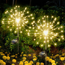 (2 Pack, Warmwhite) Solar Lights Outdoor Waterproof: Garden Light Solar Powered for Outside Decorative - Fairy Light Cloured Lighting for Fence Patio