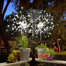 (2 Pack, White) Solar Lights Outdoor Waterproof: Garden Light Solar Powered for Outside Decorative - Fairy Light Cloured Lighting for Fence Patio