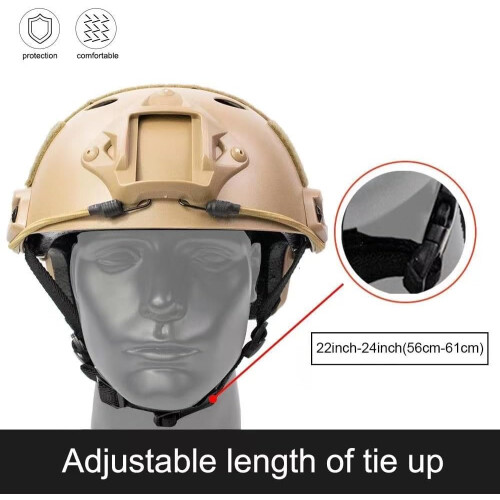Airsoft PJ Tactical Helmet NVG Mount Side Rail Tan 2