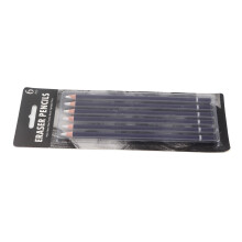 Versatile 6Pcs Eraser Pencil Set with Easy Erasion & Premium Wood