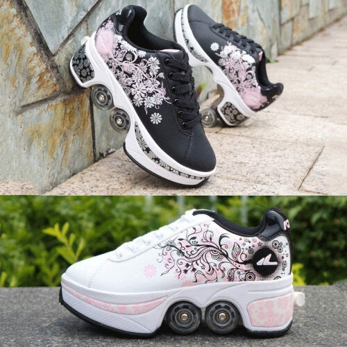 Roller Skate Trainers 2In1 Adjustable Quad Boots Size 36 1