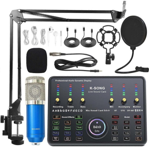 Computer recording karaoke microphone microphone live broadcast sound card set