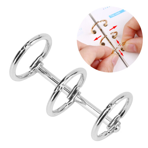 Shiny Silver 3 Hole Binder Rings for 100 Sheets Reusable Loose Leaf Binding