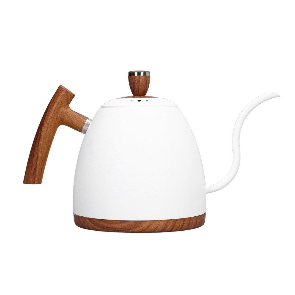 Electric Gooseneck Kettle 800ml, 27oz, Stainless Steel & Wood